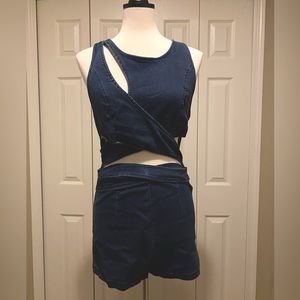 NWT Fashion Nova Denim Romper L